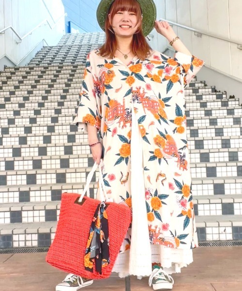 チャイハネ（チャイハネ）の「【チャイハネ】アロティラシャツワンピース（シャツワンピース・レディース・ブラック/ホワイト/イエロー・FREE）」の2枚目の写真