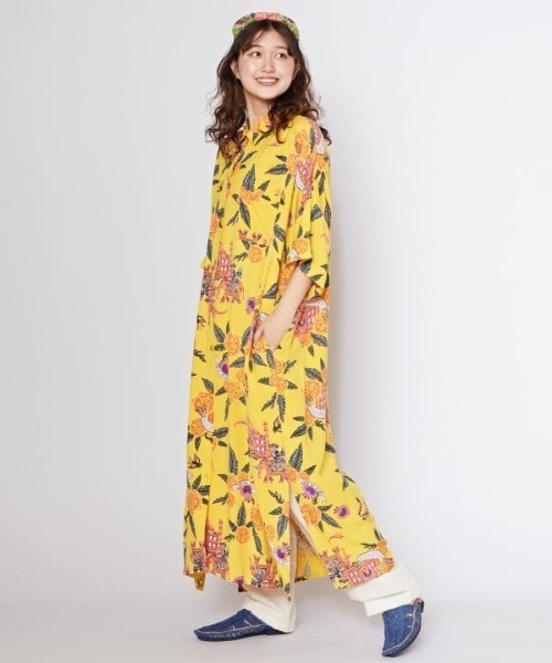 チャイハネ（チャイハネ）の「【チャイハネ】アロティラシャツワンピース（シャツワンピース・レディース・ブラック/ホワイト/イエロー・FREE）」の5枚目の写真