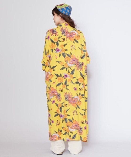 チャイハネ（チャイハネ）の「【チャイハネ】アロティラシャツワンピース（シャツワンピース・レディース・ブラック/ホワイト/イエロー・FREE）」の7枚目の写真