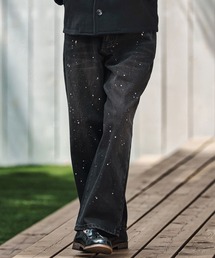 mp13798- Paint Splash Denim Wide Straight Pants ワイドストレートデニムパンツ