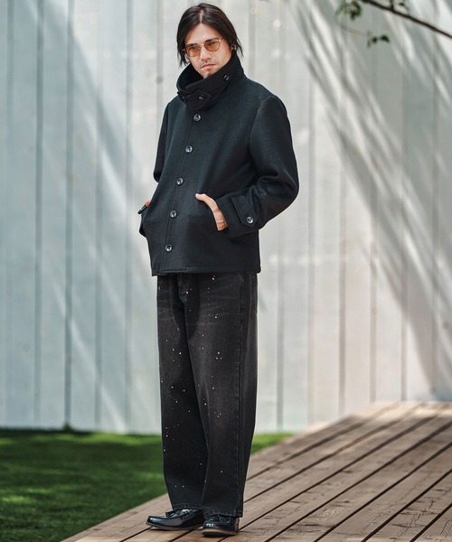 CAMBIO（カンビオ）の「mp13798- Paint Splash Denim Wide Straight Pants ワイドストレートデニムパンツ（デニムパンツ・メンズ・インディゴブルー/ブラック・S/M/L）」の6枚目の写真