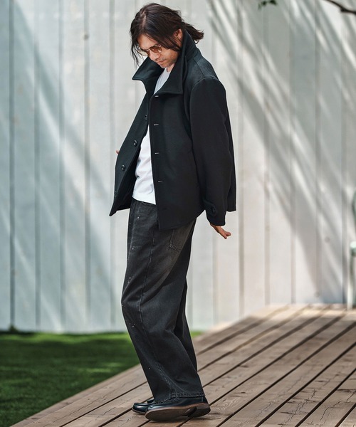 CAMBIO（カンビオ）の「mp13798- Paint Splash Denim Wide Straight Pants ワイドストレートデニムパンツ（デニムパンツ・メンズ・インディゴブルー/ブラック・S/M/L）」の8枚目の写真