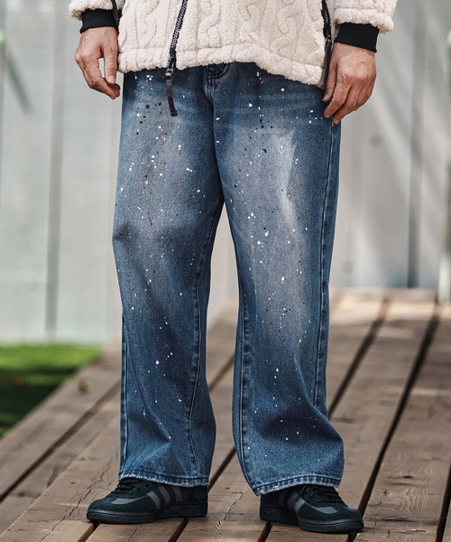 CAMBIO（カンビオ）の「mp13798- Paint Splash Denim Wide Straight Pants ワイドストレートデニムパンツ（デニムパンツ・メンズ・インディゴブルー/ブラック・S/M/L）」の9枚目の写真