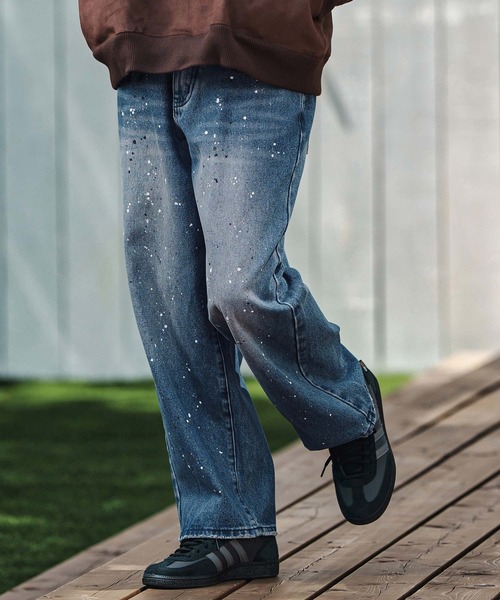 CAMBIO（カンビオ）の「mp13798- Paint Splash Denim Wide Straight Pants ワイドストレートデニムパンツ（デニムパンツ・メンズ・インディゴブルー/ブラック・S/M/L）」の10枚目の写真