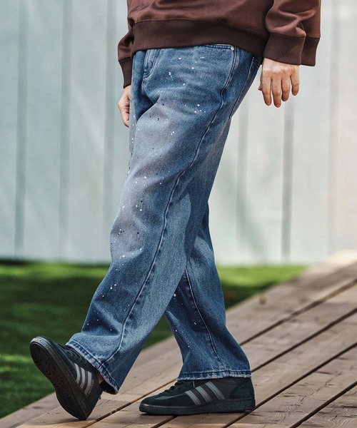 CAMBIO（カンビオ）の「mp13798- Paint Splash Denim Wide Straight Pants ワイドストレートデニムパンツ（デニムパンツ・メンズ・インディゴブルー/ブラック・S/M/L）」の11枚目の写真