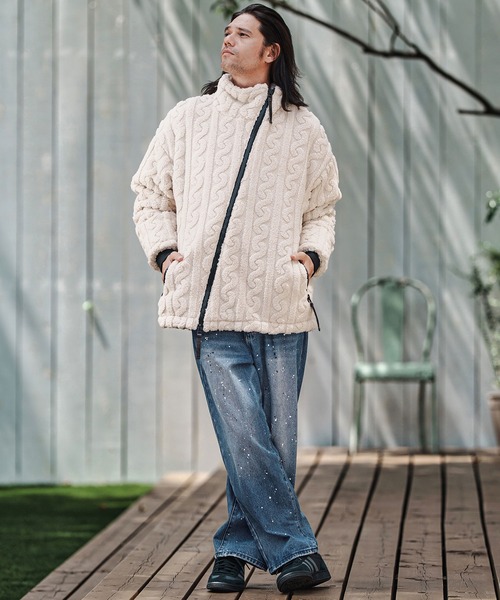 CAMBIO（カンビオ）の「mp13798- Paint Splash Denim Wide Straight Pants ワイドストレートデニムパンツ（デニムパンツ・メンズ・インディゴブルー/ブラック・S/M/L）」の13枚目の写真