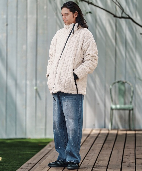 CAMBIO（カンビオ）の「mp13798- Paint Splash Denim Wide Straight Pants ワイドストレートデニムパンツ（デニムパンツ・メンズ・インディゴブルー/ブラック・S/M/L）」の14枚目の写真