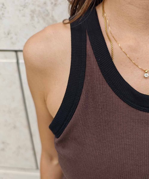 esutoreja（エストレジャ）の「バイカラータンクトップ（タンクトップ・レディース・ホワイト/ブラウン/ベージュ/ブラック・FREE）」の18枚目の写真