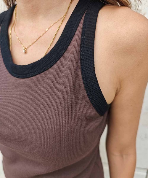 esutoreja（エストレジャ）の「バイカラータンクトップ（タンクトップ・レディース・ホワイト/ブラウン/ベージュ/ブラック・FREE）」の19枚目の写真