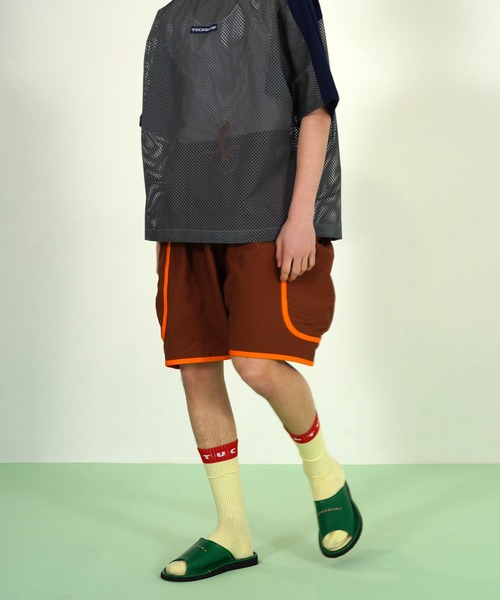 TUCKSHOP（タックショップ）の「HOTEL PAJAMA SHORTS / ホテル パジャマ ショーツ（その他パンツ・メンズ・ブラウン/グリーン/イエロー・1/2）」の2枚目の写真