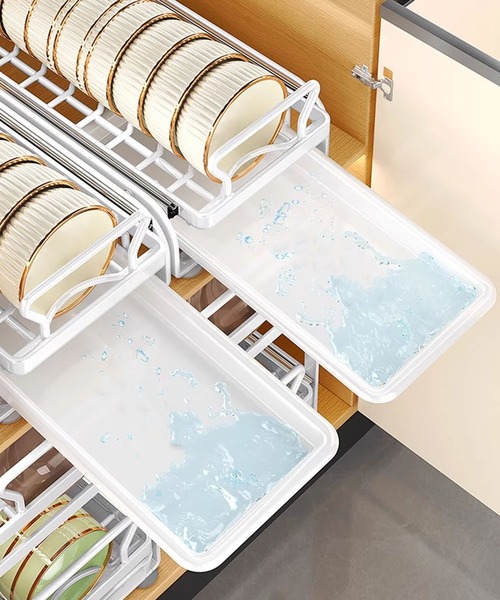 aimoha（アイモハ）の「スライド式水切りラック（キッチン収納・レディース・ホワイト・MEDIUM/LARGE）」の4枚目の写真