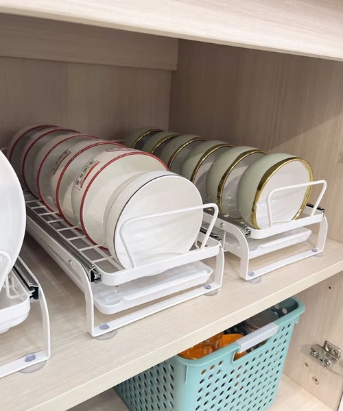 aimoha（アイモハ）の「スライド式水切りラック（キッチン収納・レディース・ホワイト・MEDIUM/LARGE）」の3枚目の写真