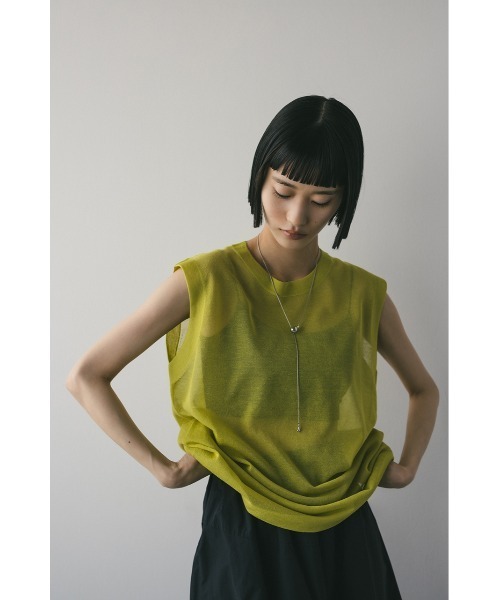 STYLEMIXER（スタイルミキサー）の「ウォッシャブルリネンニットタンク（タンクトップ・レディース・ホワイト/ライム/グレー/ブラック・FREE）」の10枚目の写真