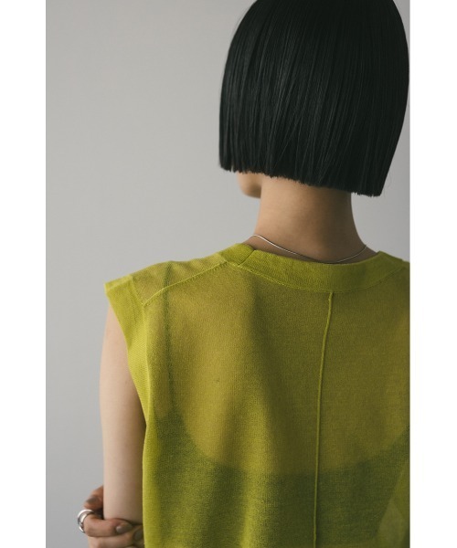 STYLEMIXER（スタイルミキサー）の「ウォッシャブルリネンニットタンク（タンクトップ・レディース・ホワイト/ライム/グレー/ブラック・FREE）」の6枚目の写真