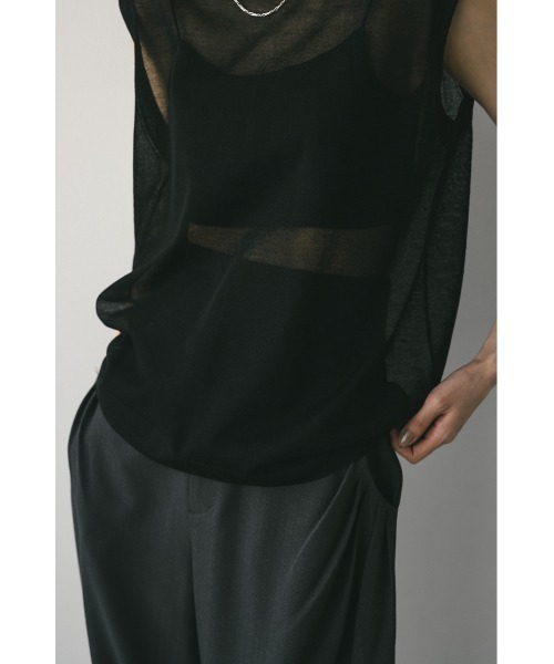 STYLEMIXER（スタイルミキサー）の「ウォッシャブルリネンニットタンク（タンクトップ・レディース・ホワイト/ライム/グレー/ブラック・FREE）」の18枚目の写真