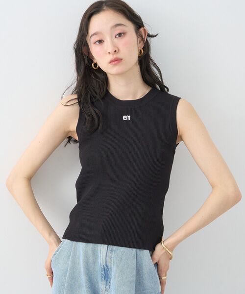セール】ロゴ刺繍ノースリーブニットプルオーバー（Tシャツ