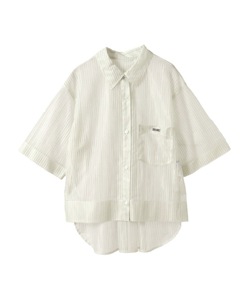 CONVERSE TOKYO（コンバーストウキョウ）の「【HL】SHEER STRIPE BOXY SHIRT（シャツ/ブラウス・レディース・オフホワイト/ブラック/ネイビー・FREE）」の2枚目の写真