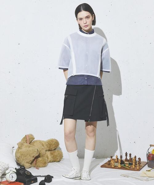 CONVERSE TOKYO（コンバーストウキョウ）の「【HL】SHEER STRIPE BOXY SHIRT（シャツ/ブラウス・レディース・オフホワイト/ブラック/ネイビー・FREE）」の5枚目の写真