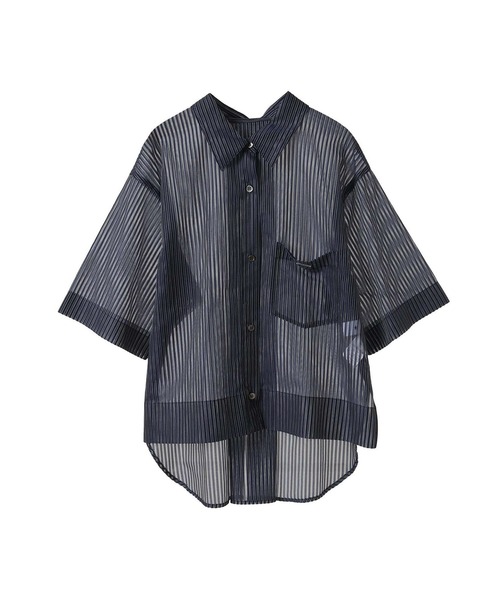 CONVERSE TOKYO（コンバーストウキョウ）の「【HL】SHEER STRIPE BOXY SHIRT（シャツ/ブラウス・レディース・オフホワイト/ブラック/ネイビー・FREE）」の6枚目の写真