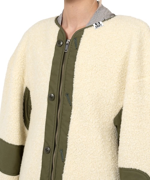 Maison MIHARA YASUHIRO（メゾンミハラヤスヒロ）の「Liner Boa Jacket（その他アウター・レディース・ブラック/ホワイト・FREE）」の8枚目の写真