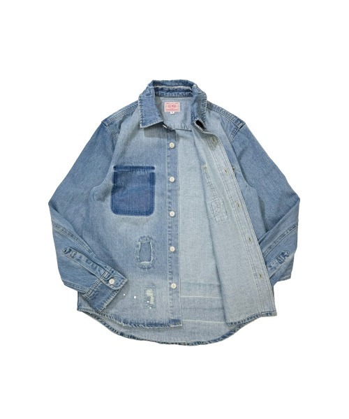 BIG MIKE（ビッグマイク）の「BIG MIKE ビックマイク / 長袖 リメイク デニムシャツ / 102525341（シャツ/ブラウス・メンズ・ブルー・MEDIUM/LARGE/X-LARGE）」の2枚目の写真