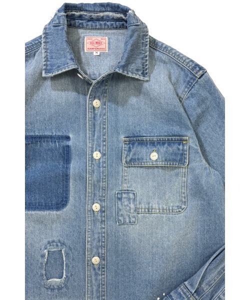 BIG MIKE（ビッグマイク）の「BIG MIKE ビックマイク / 長袖 リメイク デニムシャツ / 102525341（シャツ/ブラウス・メンズ・ブルー・MEDIUM/LARGE/X-LARGE）」の4枚目の写真