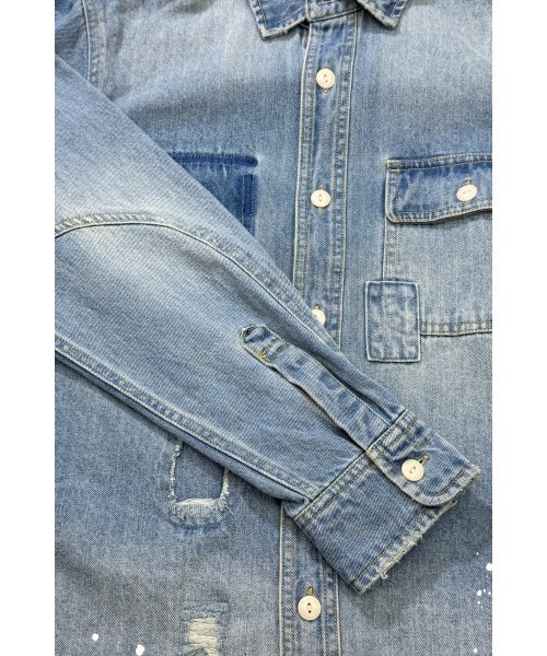 BIG MIKE（ビッグマイク）の「BIG MIKE ビックマイク / 長袖 リメイク デニムシャツ / 102525341（シャツ/ブラウス・メンズ・ブルー・MEDIUM/LARGE/X-LARGE）」の7枚目の写真