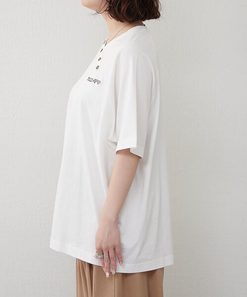 NUNIFE（ユニフィー）の「【NUNIFE】ラグランアシメヘンリーＴ（Tシャツ/カットソー・レディース・オフホワイト/スミクロ/ネイビー・FREE）」の14枚目の写真