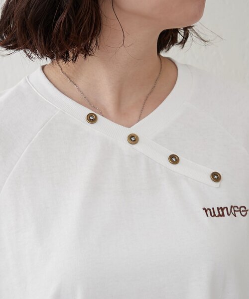 NUNIFE（ユニフィー）の「【NUNIFE】ラグランアシメヘンリーＴ（Tシャツ/カットソー・レディース・オフホワイト/スミクロ/ネイビー・FREE）」の12枚目の写真