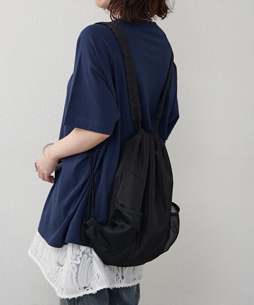 NUNIFE（ユニフィー）の「【NUNIFE】ラグランアシメヘンリーＴ（Tシャツ/カットソー・レディース・オフホワイト/スミクロ/ネイビー・FREE）」の6枚目の写真