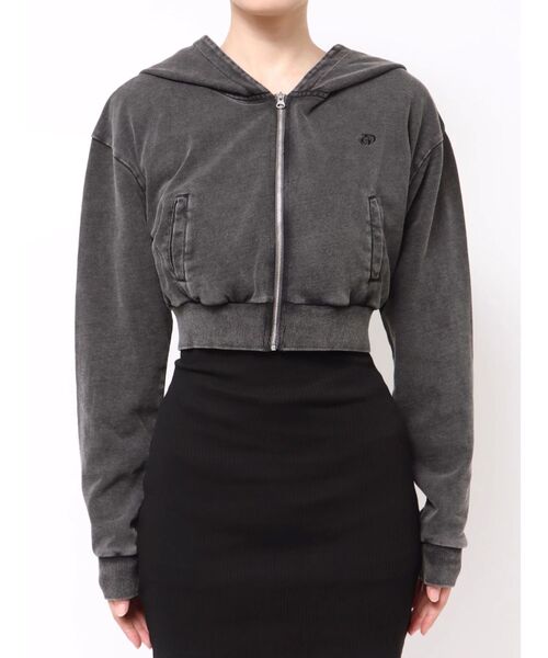 GYDA(ジェイダ)の「【WEB限定】【TINY低身長さん向け】プロセッシングショートパーカー(パーカー・レディース・ブラック/グレー・FREE)」の12枚目の写真