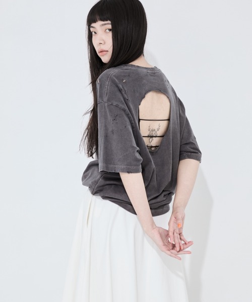 CLANE/クラネ】CRUSH DESIGN OVER TEE/クラッシュデザイン