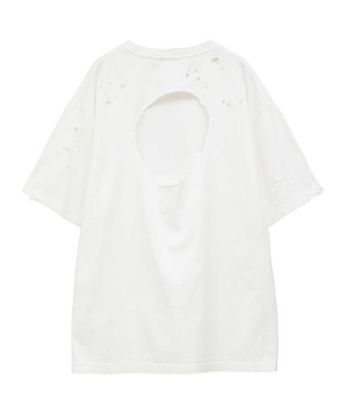 CLANE クラネ 白Tシャツ CLANE/クラネ】CRUSH DESIGN OVER TEE/クラッシュデザイン