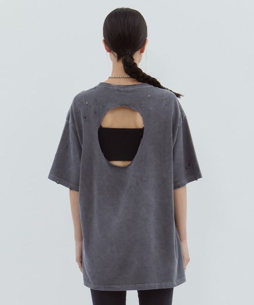 CLANE カットソー CLANE/クラネ】CRUSH DESIGN OVER TEE/クラッシュデザイン