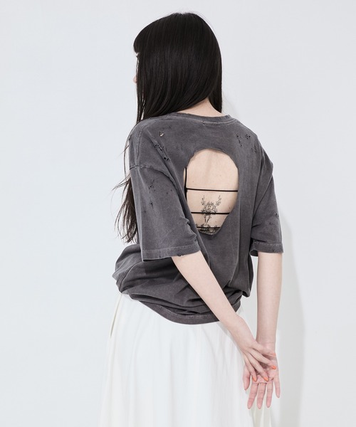 クラネ 5th Tシャツ CLANE CLANE/クラネ】CRUSH DESIGN OVER TEE/クラッシュデザイン