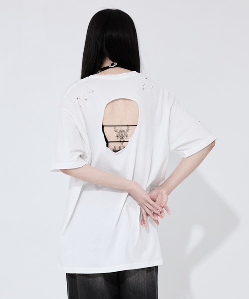 CLANE/クラネ】CRUSH DESIGN OVER TEE/クラッシュデザイン