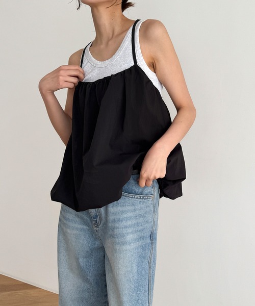 CANAL JEAN(キャナルジーン)の「El mar コットンバルーンキャミ(キャミソール・レディース・ブラウン/ブラック・ONE SIZE)」の2枚目の写真