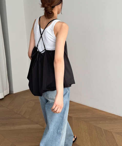 CANAL JEAN(キャナルジーン)の「El mar コットンバルーンキャミ(キャミソール・レディース・ブラウン/ブラック・ONE SIZE)」の3枚目の写真