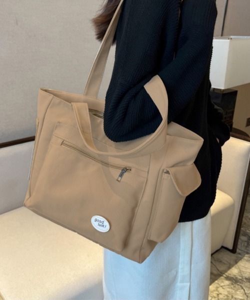 Beststore(ベストストア)の「トートバッグ キャンバスバッグ 大きめ(トートバッグ・レディース・オフホワイト/ブラック/グリーン/ライトブラウン・FREE)」の4枚目の写真