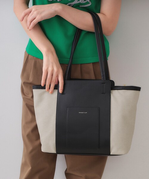 【ゆき】ページ　　リクエスト商品のため セール】【A4サイズ対応/多ポケット】キャンバス調合皮トート