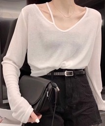by LEGNA（バイレグナ）の「ストラップデザイン入りリブカットソー（Tシャツ/カットソー・レディース）」