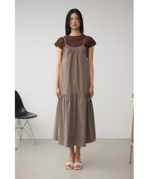 AZUL by moussy（アズールバイマウジー）の「インナーSETフロントギャザーキャミワンピース（ワンピース・レディース・ダークベージュ/ブラック/グレー・SMALL/MEDIUM）」の16枚目の写真