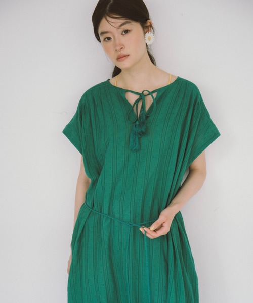 THEATRE PRODUCTS（シアタープロダクツ）の「インドドビーコットンワンピース（ワンピース・レディース・ホワイト/グリーン/レッド/ブラック・FREE）」の3枚目の写真