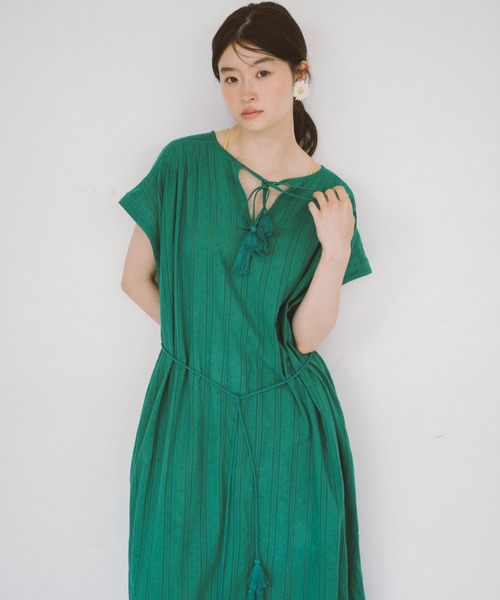 THEATRE PRODUCTS（シアタープロダクツ）の「インドドビーコットンワンピース（ワンピース・レディース・ホワイト/グリーン/レッド/ブラック・FREE）」の11枚目の写真