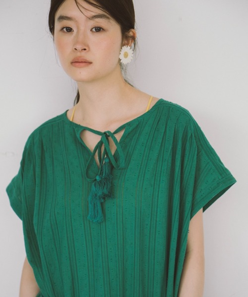 THEATRE PRODUCTS（シアタープロダクツ）の「インドドビーコットンワンピース（ワンピース・レディース・ホワイト/グリーン/レッド/ブラック・FREE）」の13枚目の写真