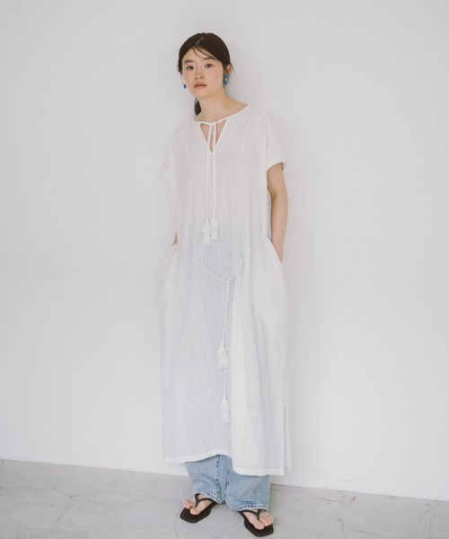 THEATRE PRODUCTS（シアタープロダクツ）の「インドドビーコットンワンピース（ワンピース・レディース・ホワイト/グリーン/レッド/ブラック・FREE）」の14枚目の写真