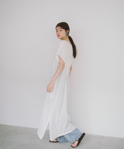 THEATRE PRODUCTS（シアタープロダクツ）の「インドドビーコットンワンピース（ワンピース・レディース・ホワイト/グリーン/レッド/ブラック・FREE）」の15枚目の写真