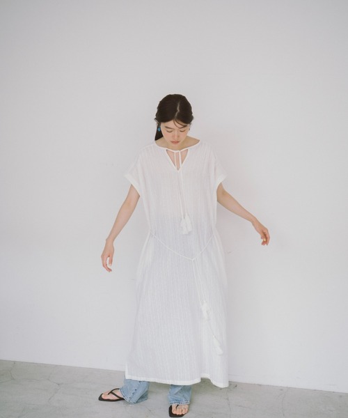 THEATRE PRODUCTS（シアタープロダクツ）の「インドドビーコットンワンピース（ワンピース・レディース・ホワイト/グリーン/レッド/ブラック・FREE）」の16枚目の写真