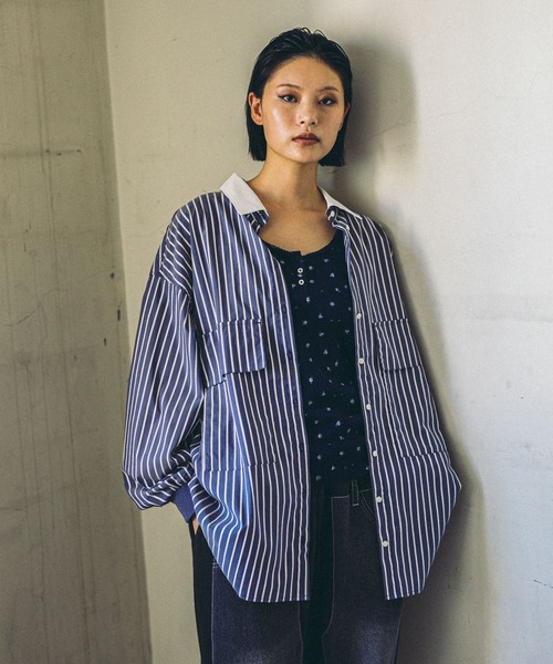MODE NORM CORE】2WAYカラービッグロングシャツ（シャツ