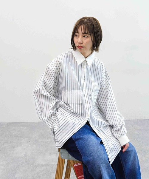 MODE NORM CORE】2WAYカラービッグロングシャツ（シャツ